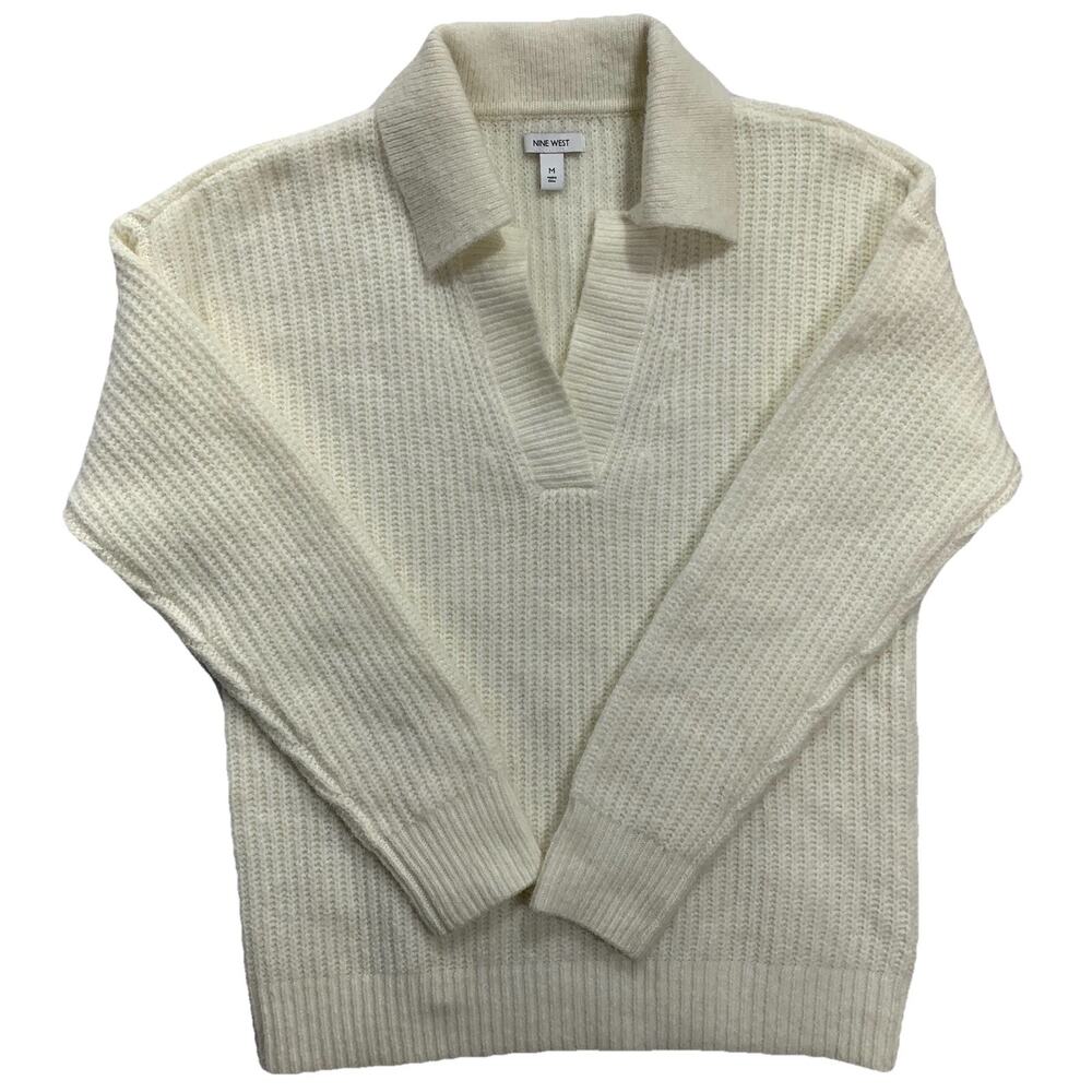 Nine West Sweater Womens Size M White Knit Pullover